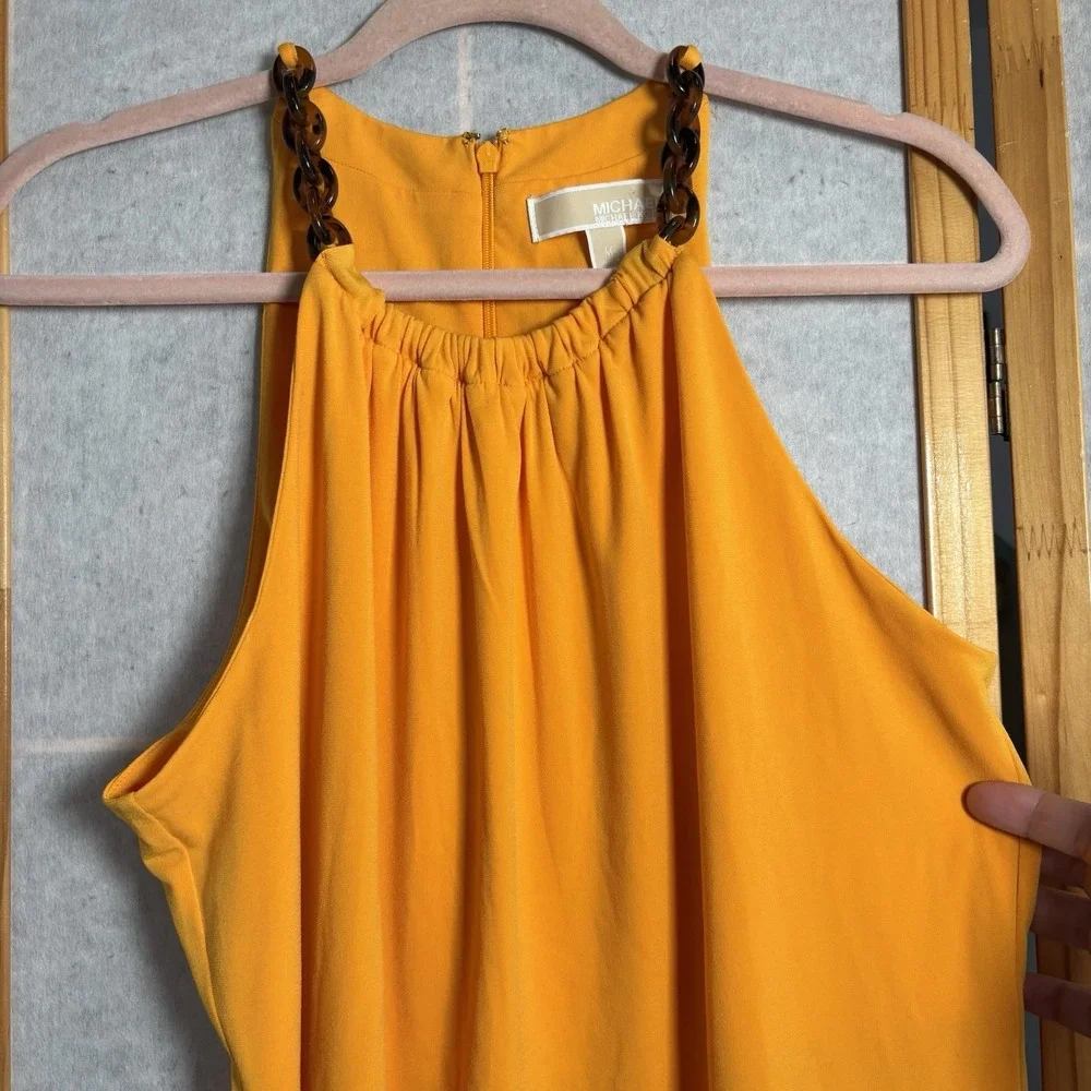 Michael Michael Kors Womens‎ Top Size M Yellow Tank Blouse Tortoise Chain Strap